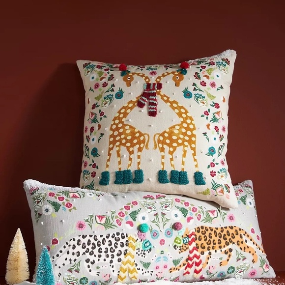 NWT Anthropologie  Christmas Claus Embroidered Bolster  Pillow - Picture 4 of 4